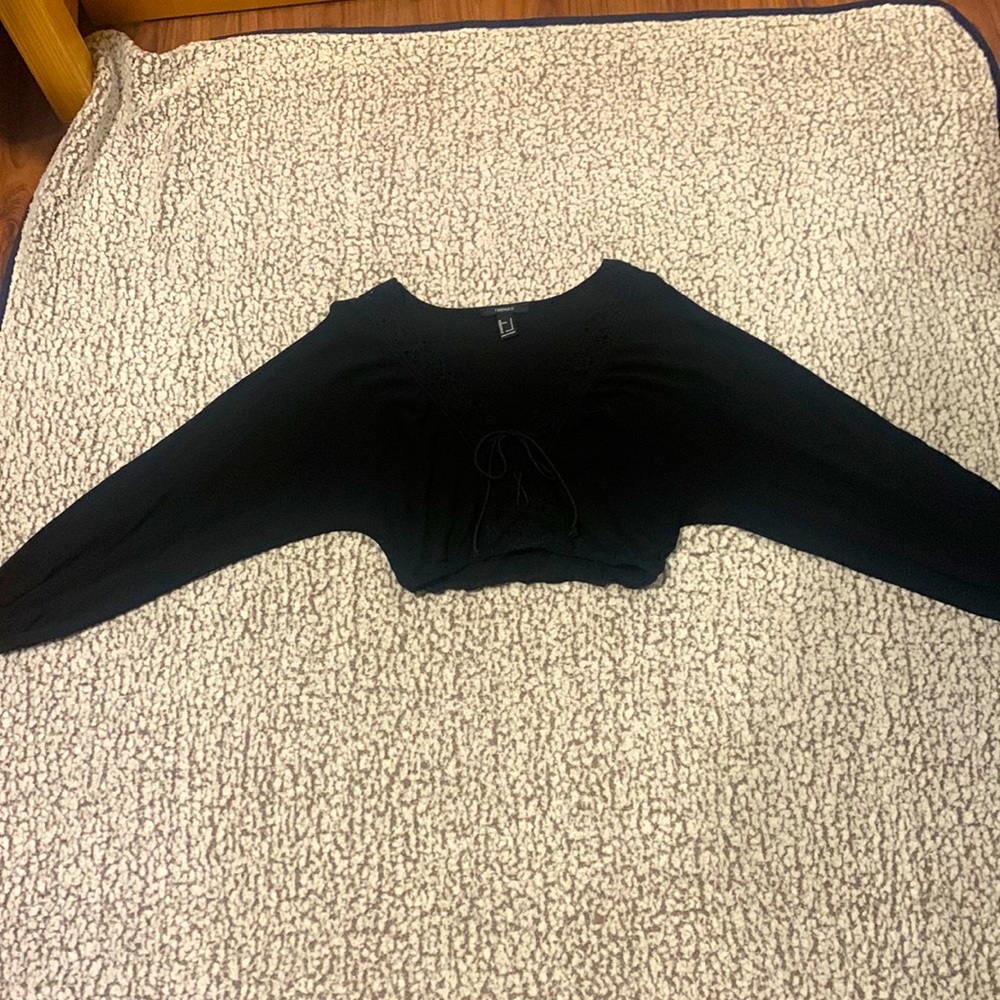 Black Forever 21 peasant Blouse Crop Top